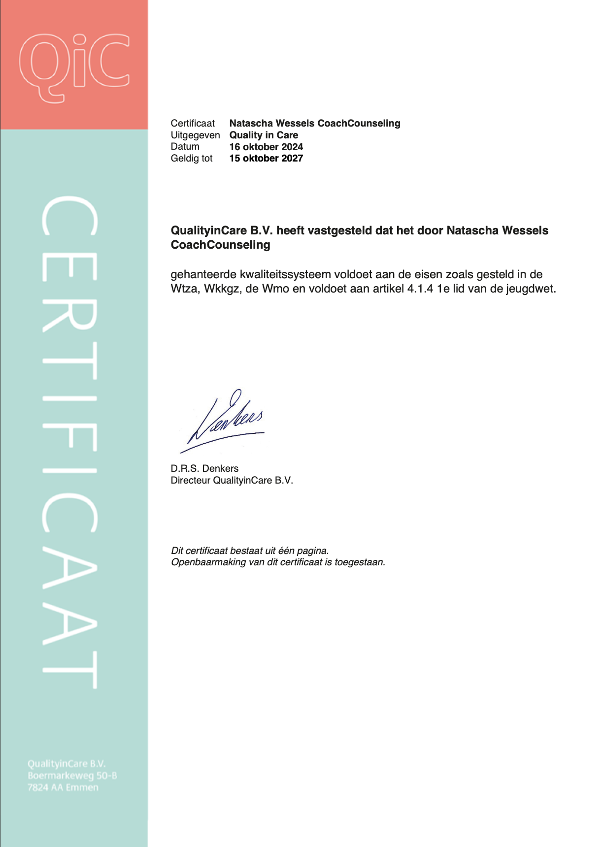 Certificaat Quality in